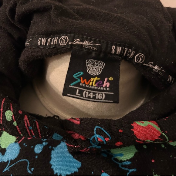 Switch Retro 90s Splatter Neon Paint Hoodie Sweatshirt Junior 12-14 W Small - Picture 3 of 8